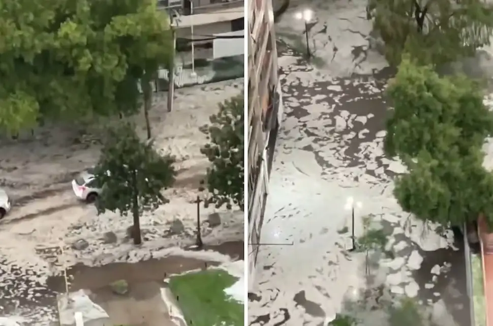 Santiago de Chile se volvió a inundar tras una tormenta con granizo y tornado